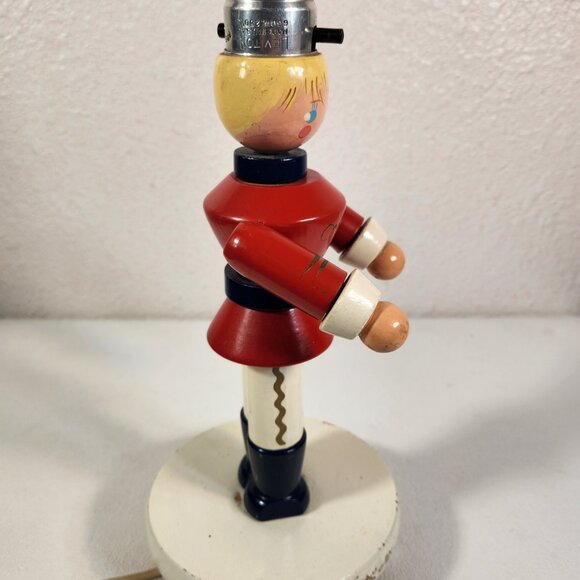 1950's Nursery Kids Baby Lamp Toy Soldier Boy Tested Working Vintage No Shade - Picture 12 of 16